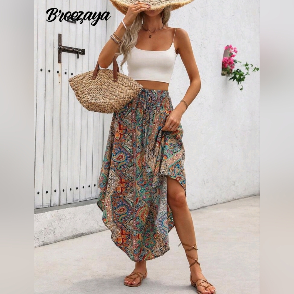 PRICE DROP! Paisley Midi Skirt - Multicolor